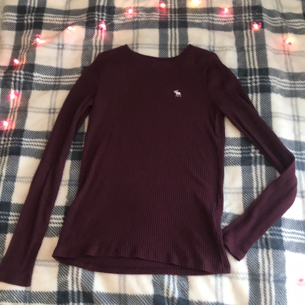 red ribbed long sleeve abercrombie kids 15/16